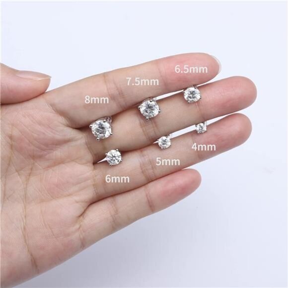 Moissanite Stud Earrings, 0.6ct-4ct D Color VVS1 Clarity Brilliant Round Cut - Picture 3 of 7